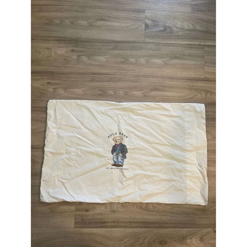 Vintage Ralph Lauren Bear Cowboy Basic Pillow Case Retro 90s Western Bedding